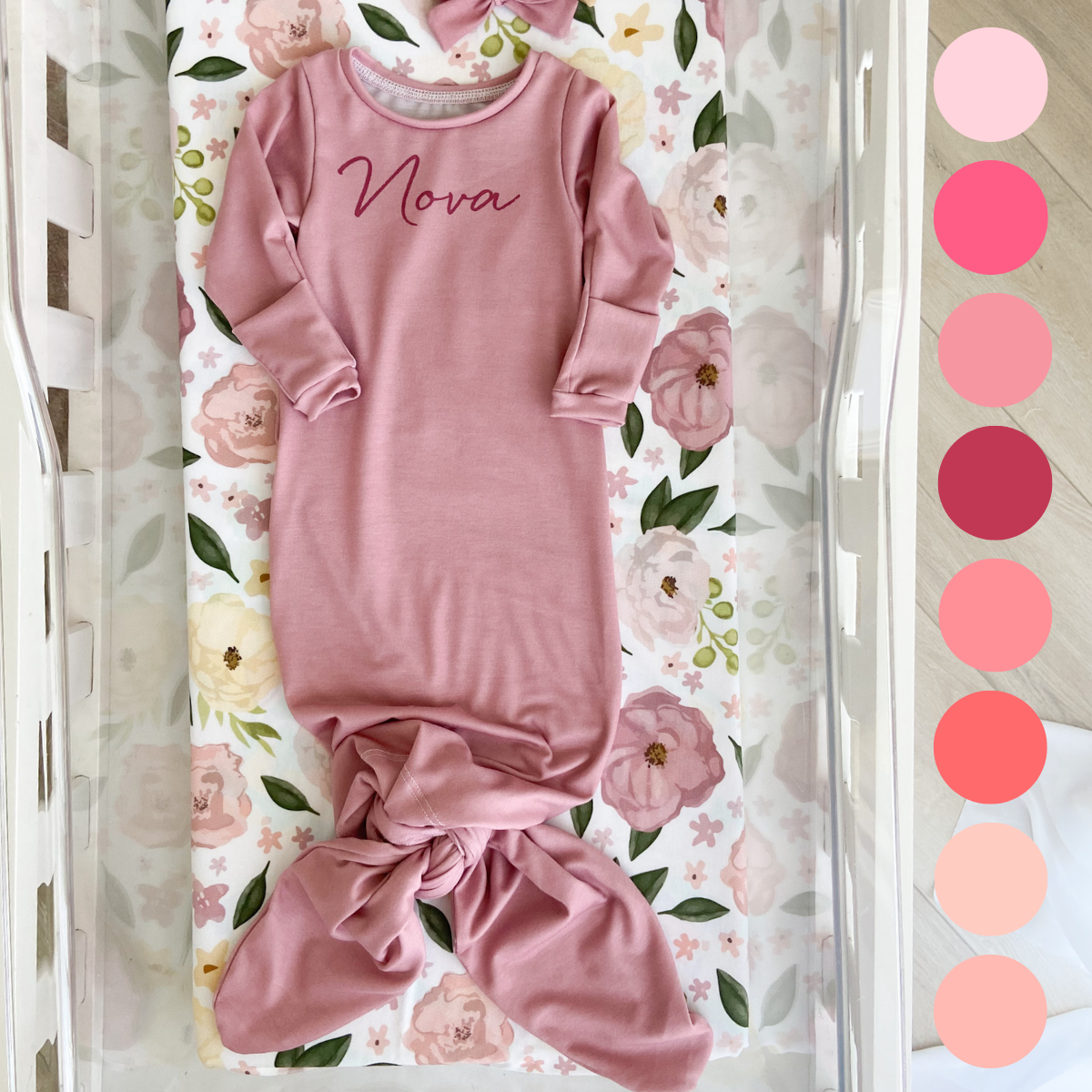 Personalized Newborn Gown | Pinks