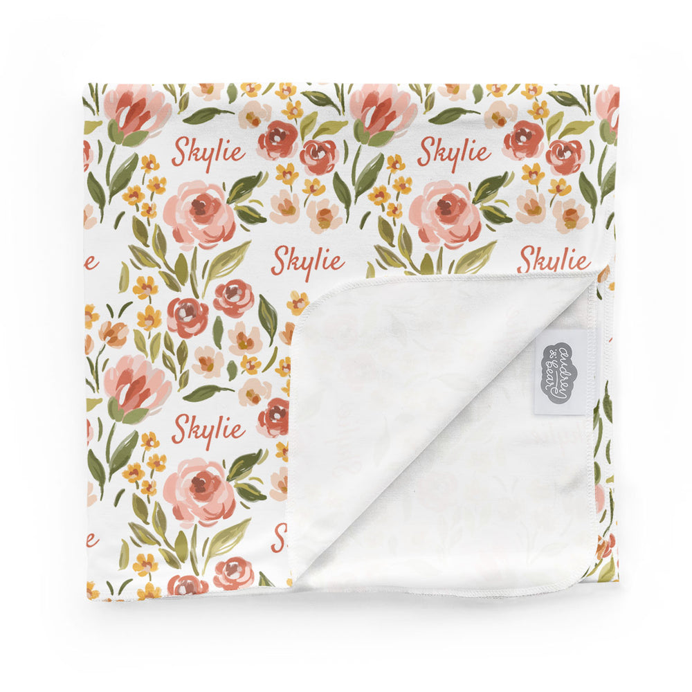 Personalized Swaddle Blanket | Spring Tulip