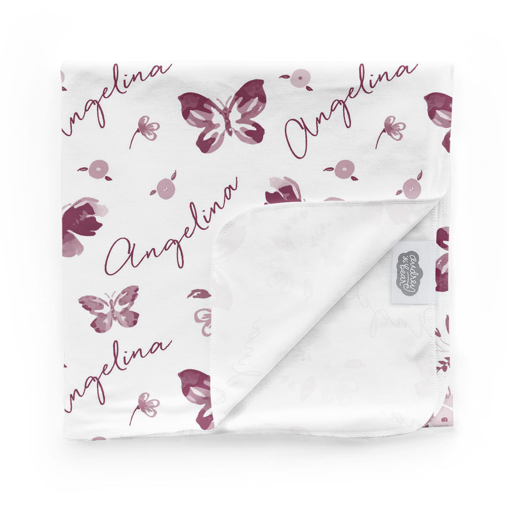 Personalized Swaddle Blanket | Summer Butterfly