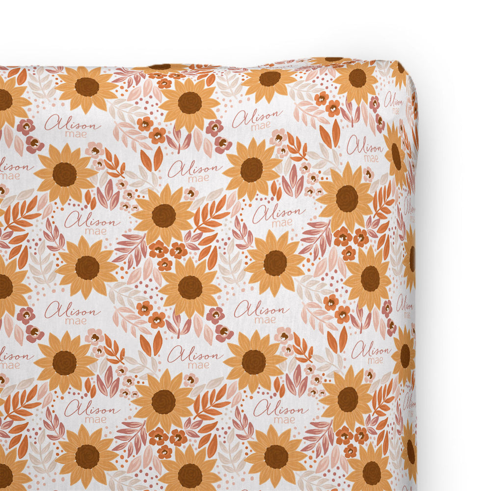 Personalized Changing Pad Cover | Summer Sunflower