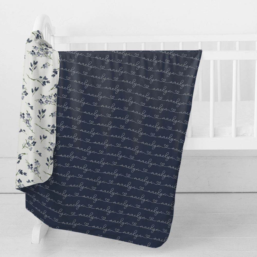 Personalized Swaddle Blanket | Blueberry Blossoms
