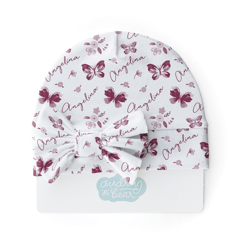 Personalized  Swaddle & Hat Set | Summer Butterfly