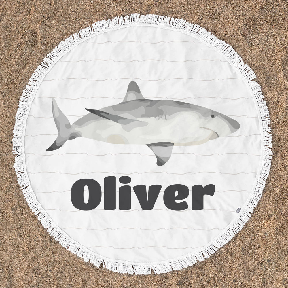 Personalized Round Beach Towel | Shark Attack