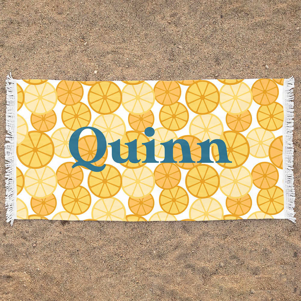 Personalized Rectangle Beach Towel | Citrus Burst by Amy Tucker