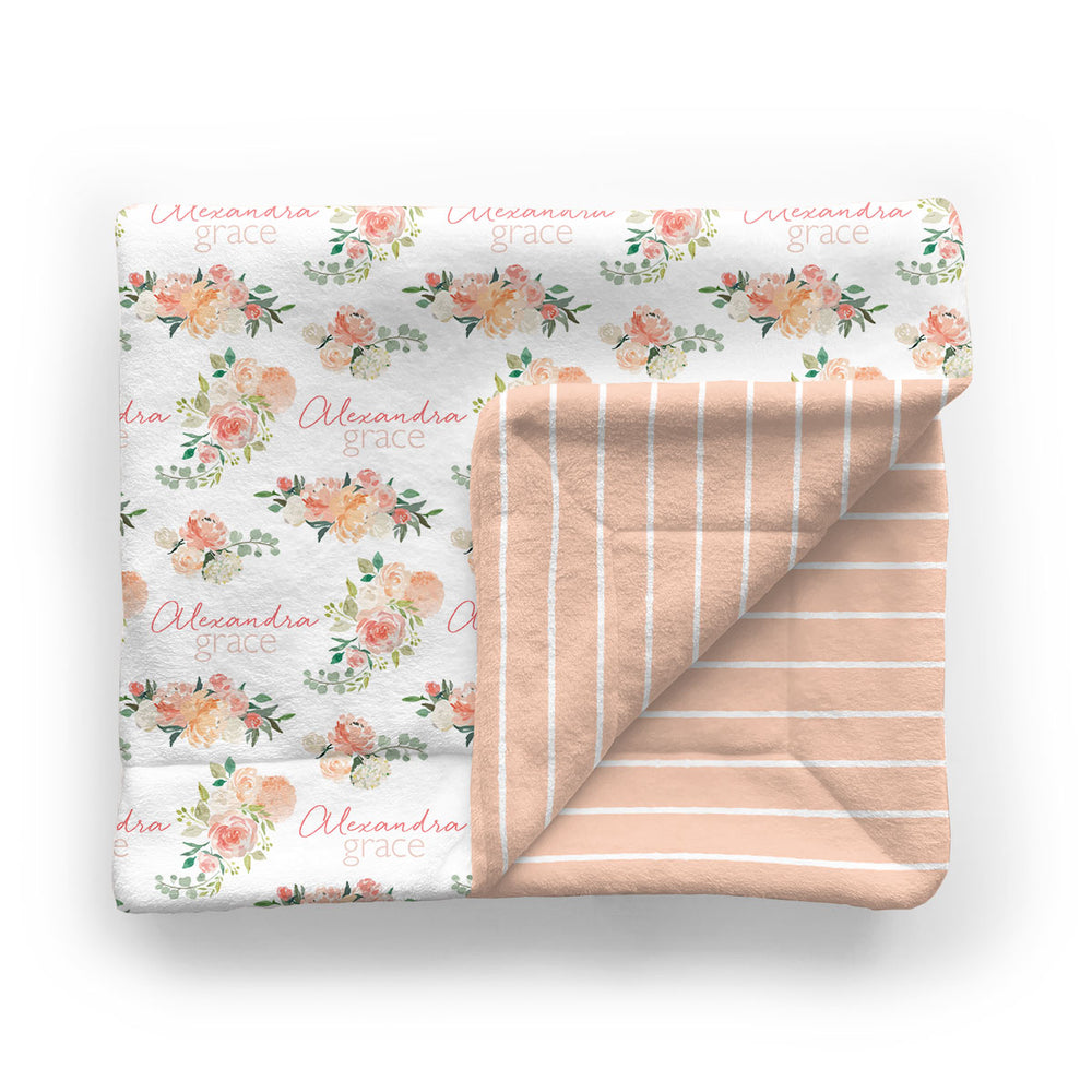 Personalized Minky Stroller Blanket | Springtime Floral