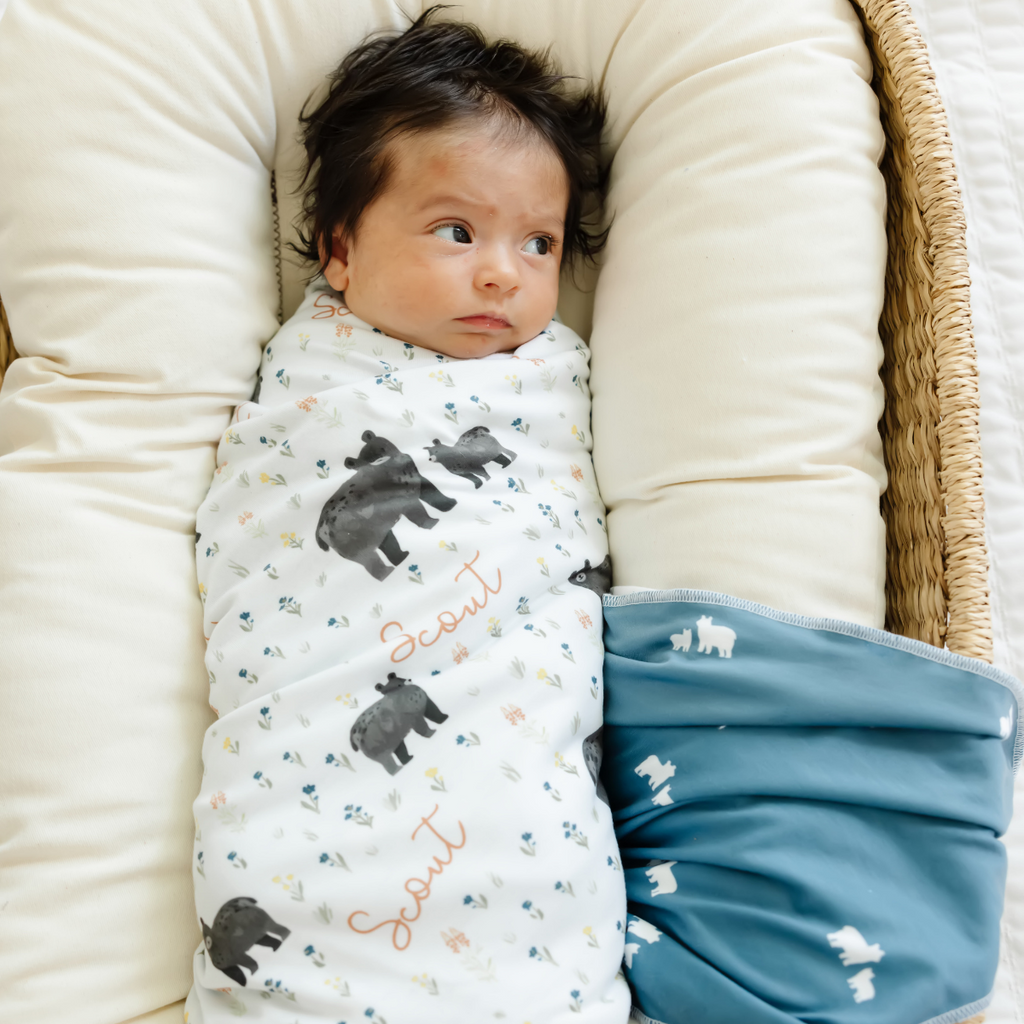 Personalized Swaddle Blanket | Baby Bear Meadow – Audrey & Bear