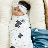 Personalized  Swaddle & Hat Set | Baby Bear Meadow