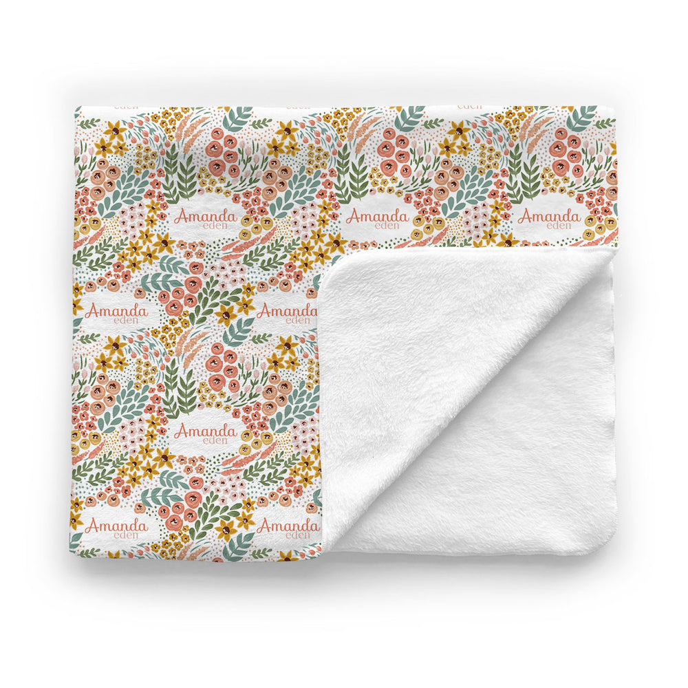 Personalized Minky Stroller Blanket | Whimsy Floral