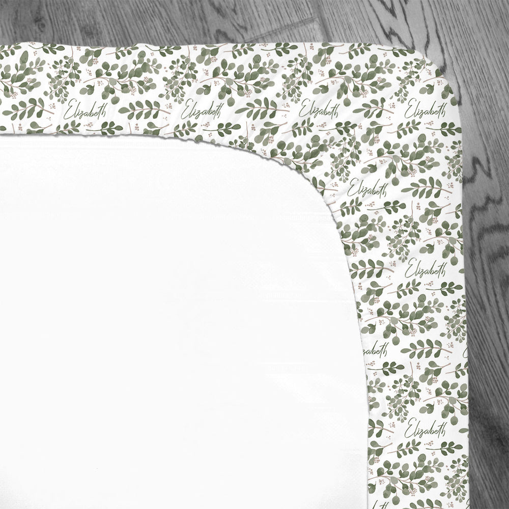 Personalized Crib Sheet | Farmhouse Greenery