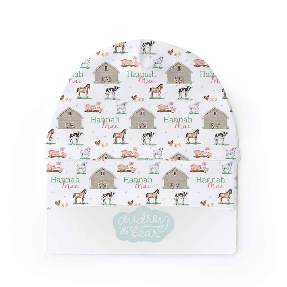 Personalized  Swaddle & Hat Set | Baby Animal Days