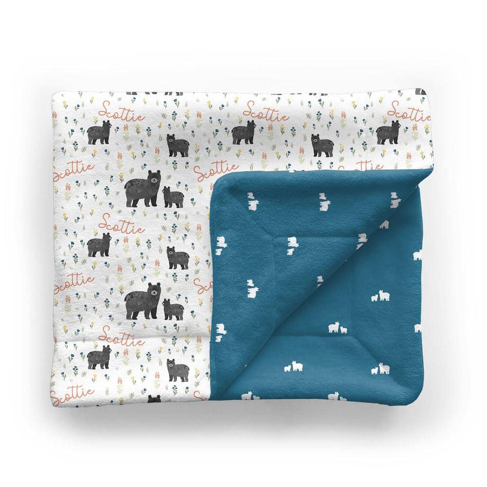 Personalized Baby Minky Blanket | Baby Bear Meadow