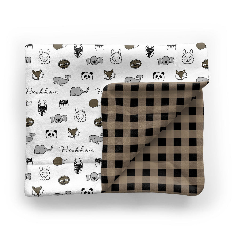Personalized Minky Stroller Blanket | Cuddly Critters