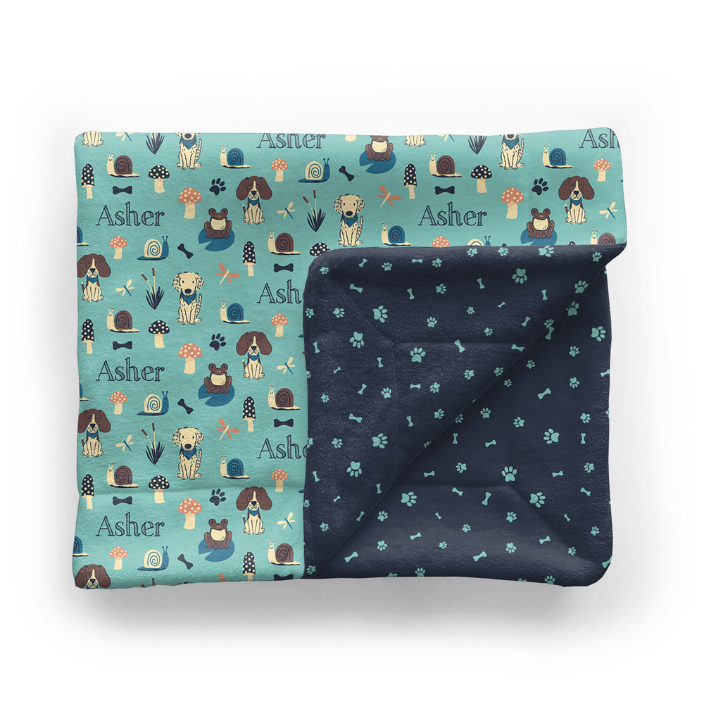 Personalized Baby Minky Blanket | Frogs Snails & Puppy Dog Tails
