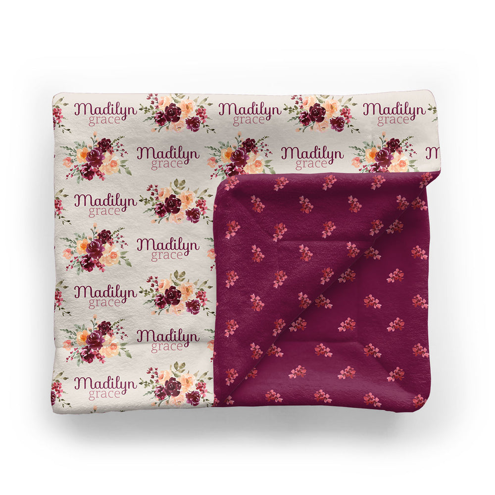 Personalized Minky Stroller Blanket | Harvest Floral