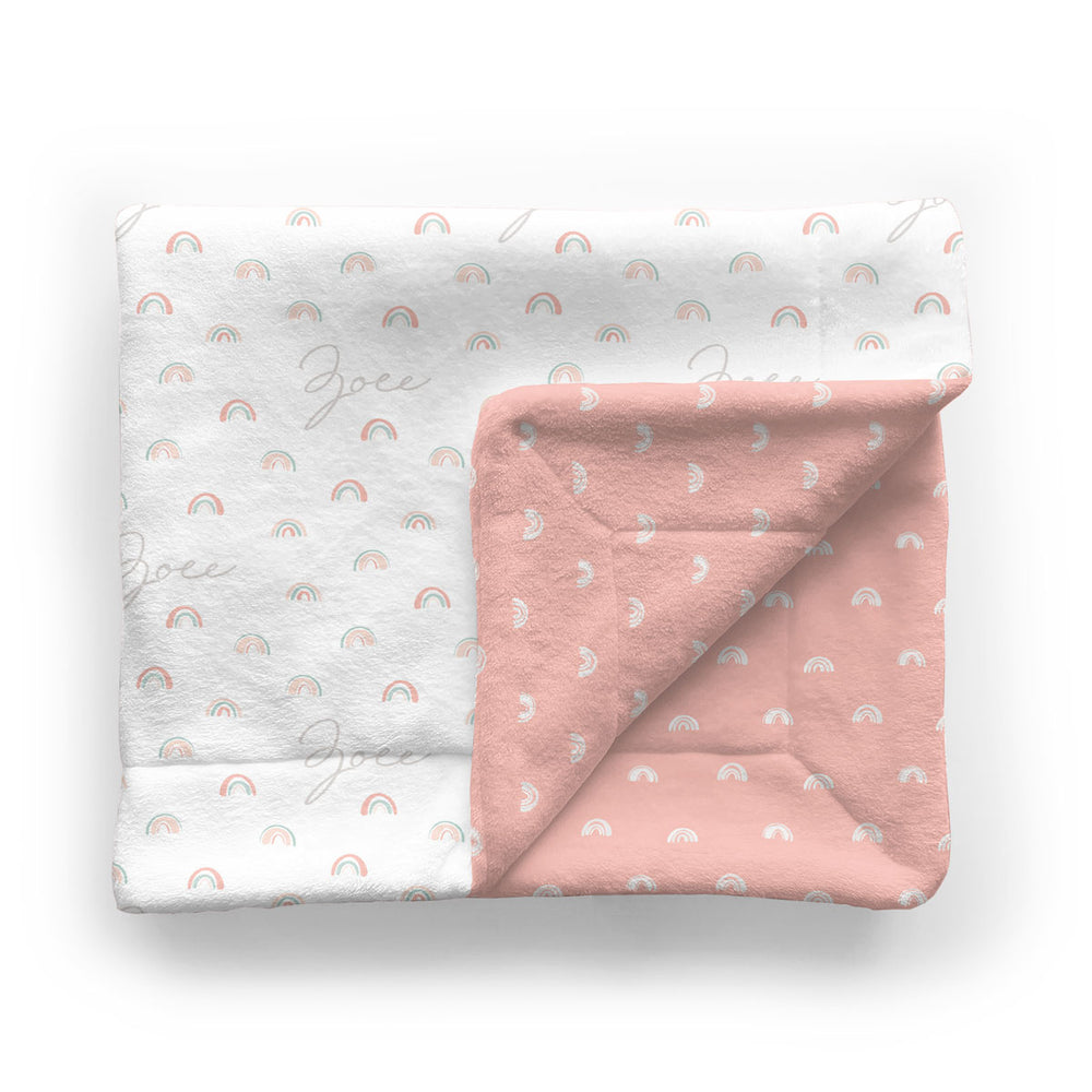 Personalized Baby Minky Blanket | Pastel Rainbows