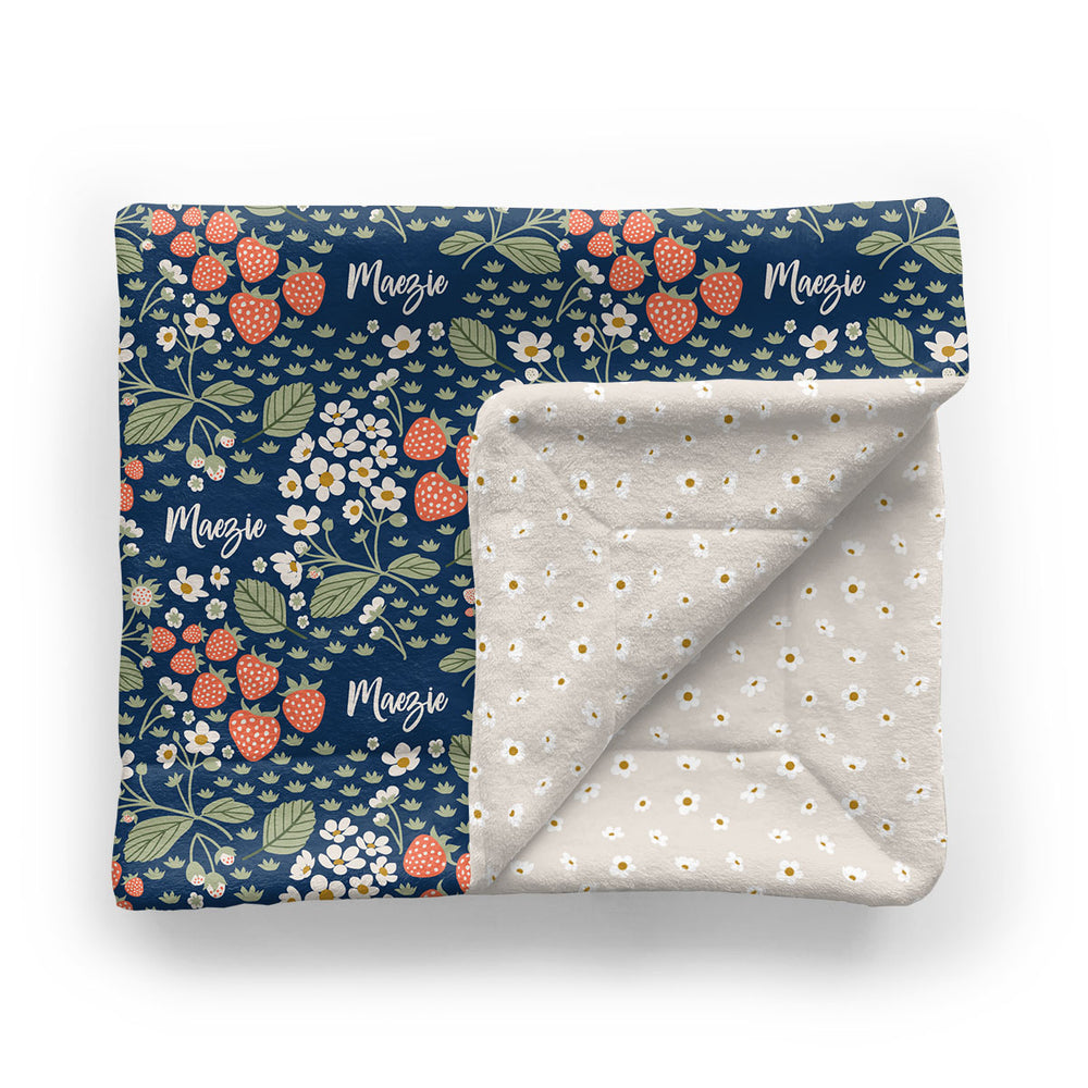Personalized Baby Minky Blanket | Strawberry Floral