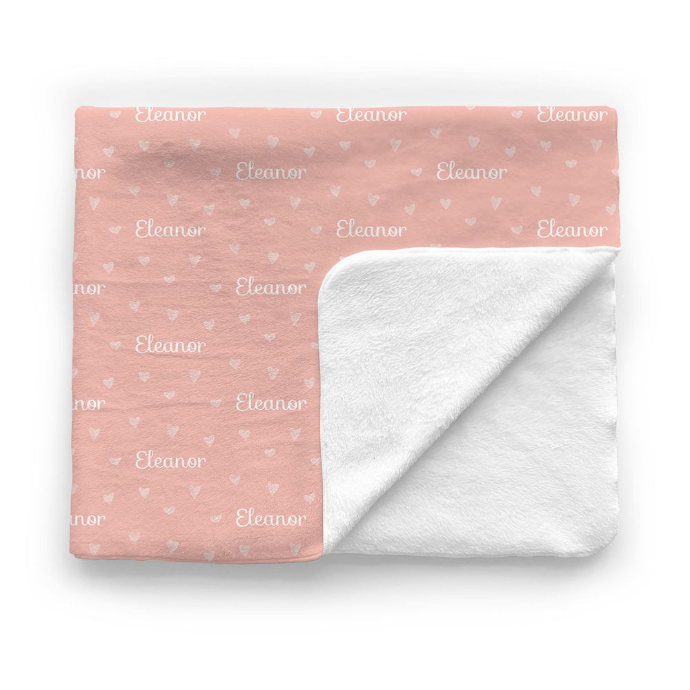 Personalized Baby Minky Blanket | Tiny Hearts