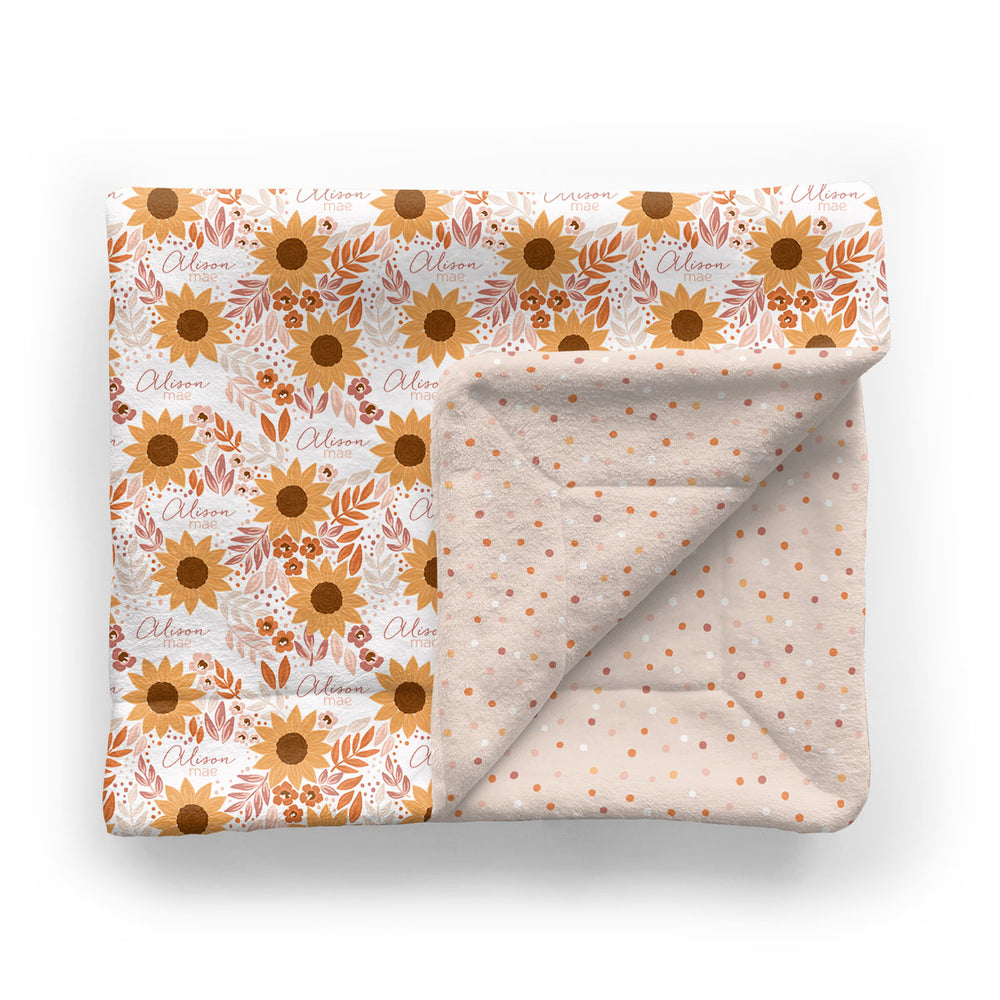 Personalized Minky Stroller Blanket | Summer Sunflower