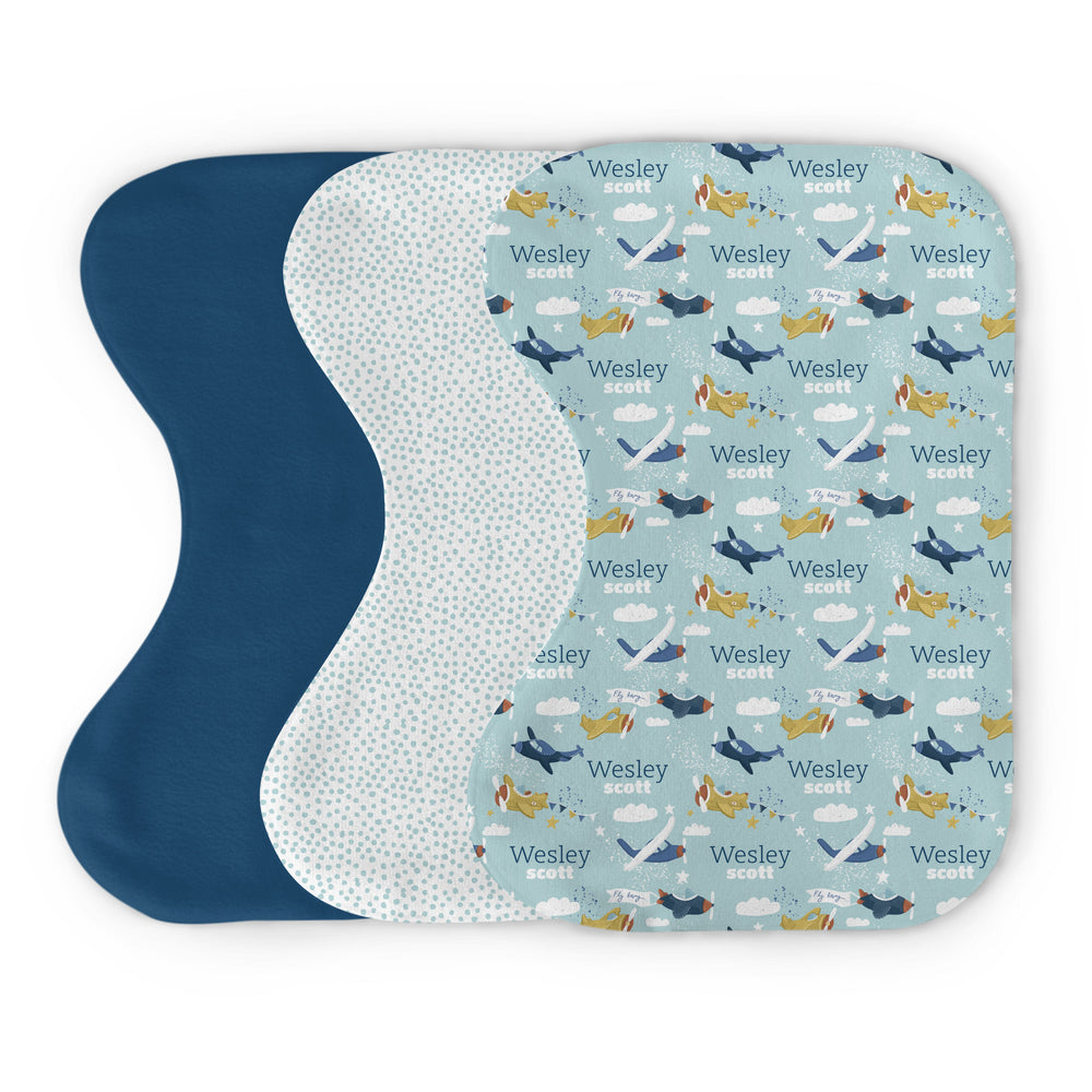 Personalized Burp Cloth Set | Fly High