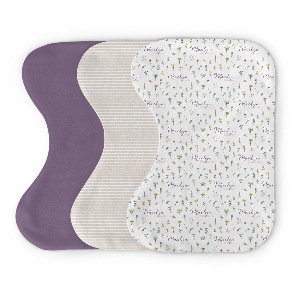 Personalized  Burp Cloth Set | Meadow Floral