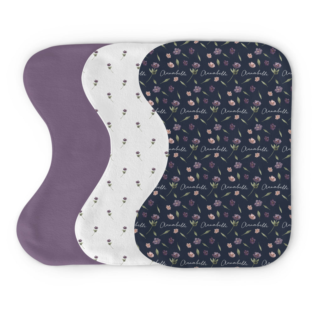 Personalized Micro Terry Burp Cloth Set | Winter Floral
