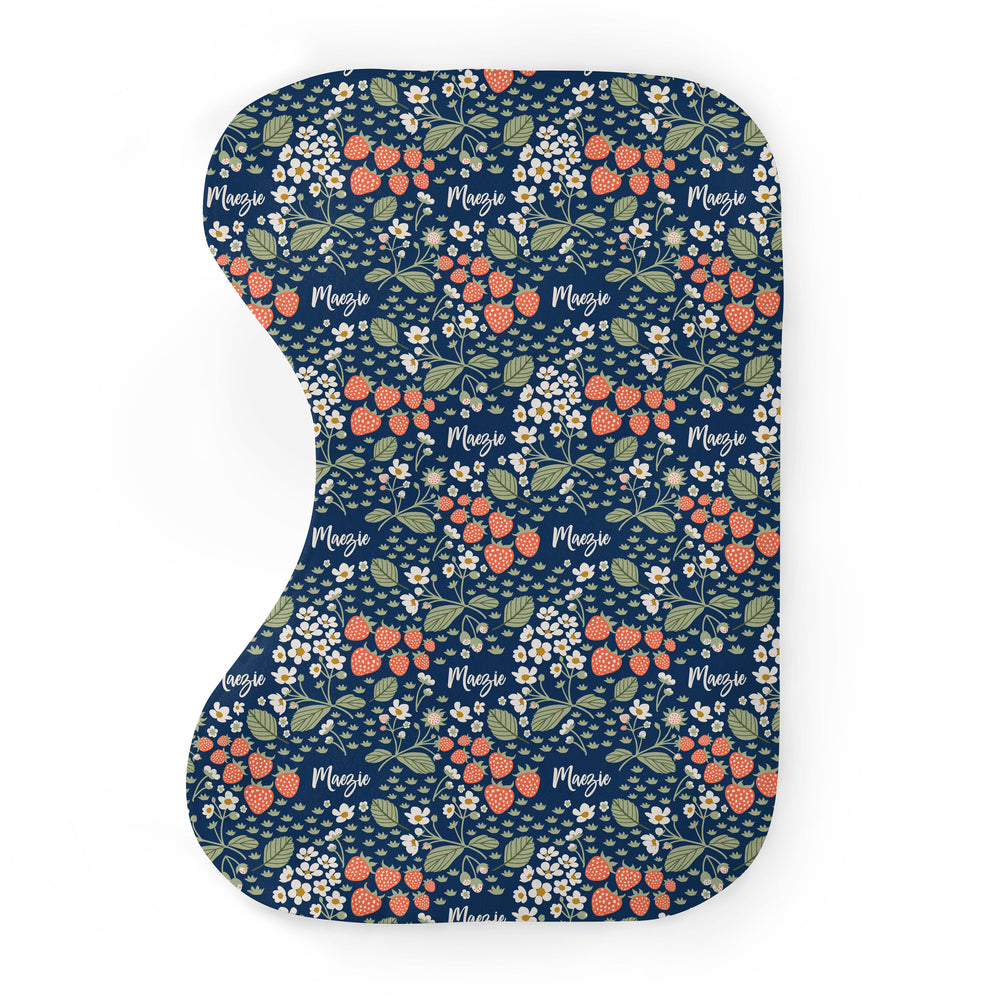 Personalized Burp Cloth Set | Strawberry Floral