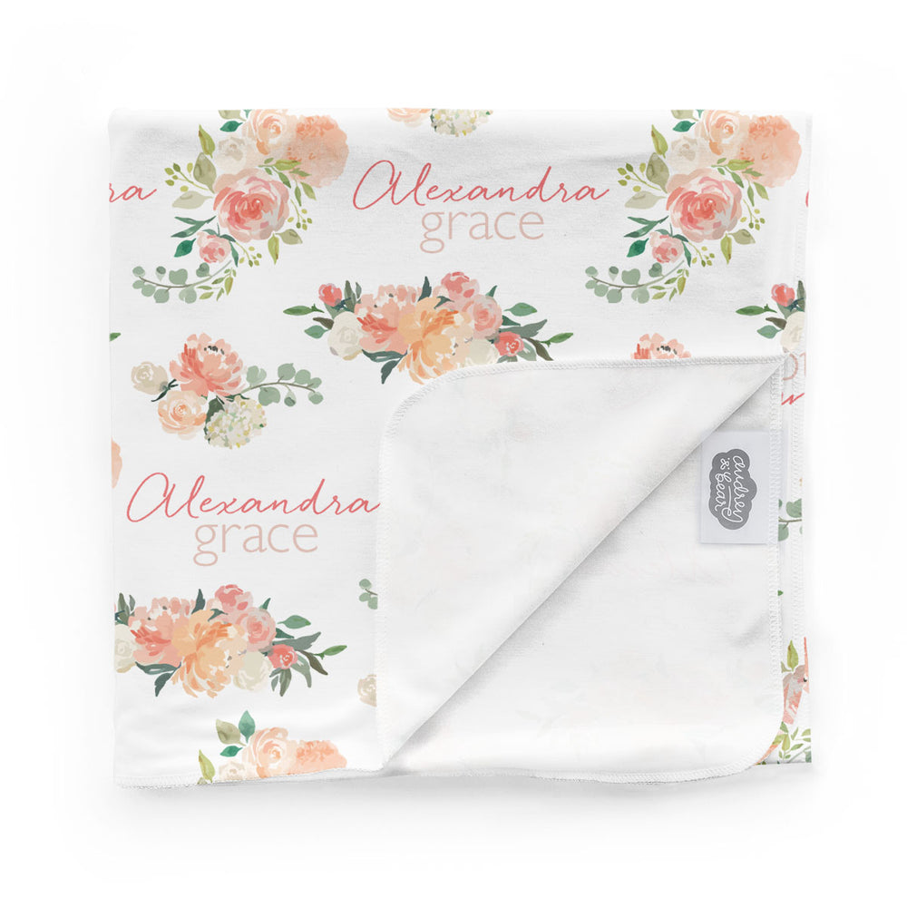 Personalized Swaddle Blanket | Springtime Floral
