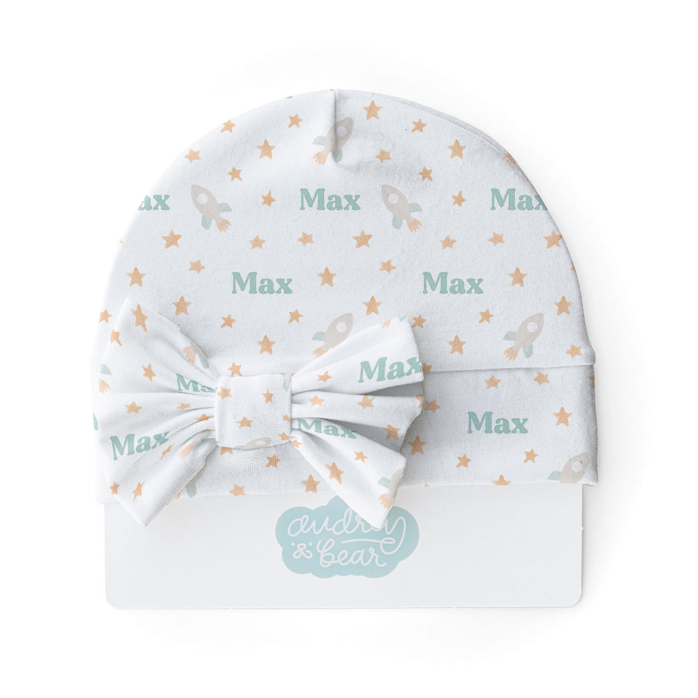 Personalized  Swaddle & Hat Set | Bright Rockets