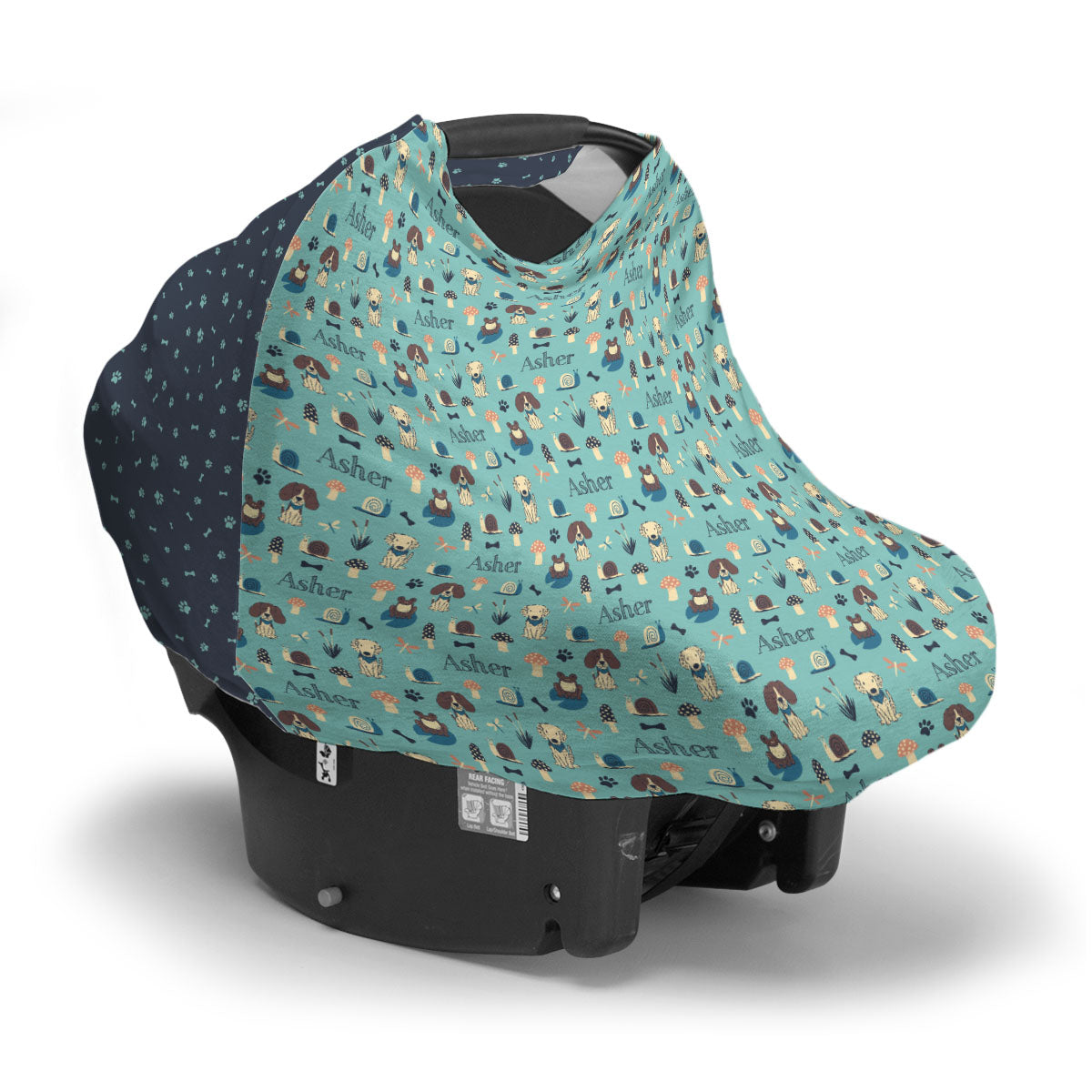 Personalized Car Seat Cover | Frogs Snails & Puppy Dog Tails