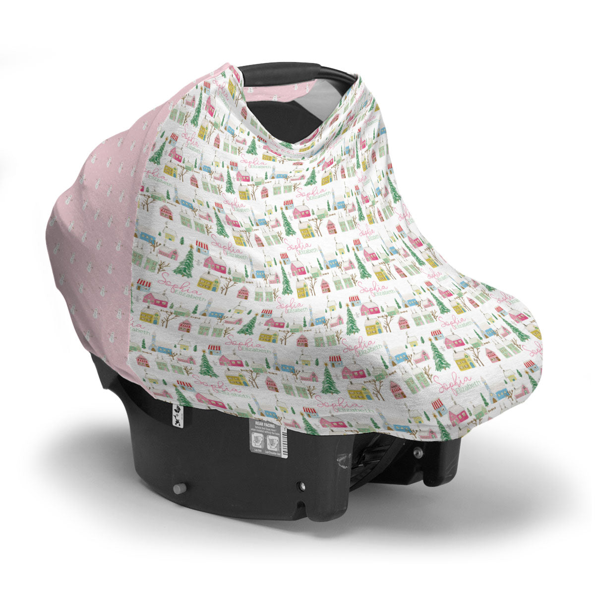 Pink Winter Village | Car Seat Cover