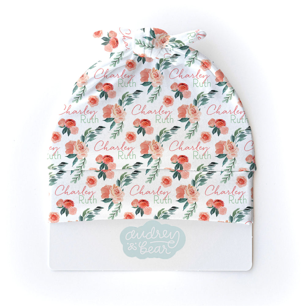 Personalized  Swaddle & Hat Set | Sweet Blooms