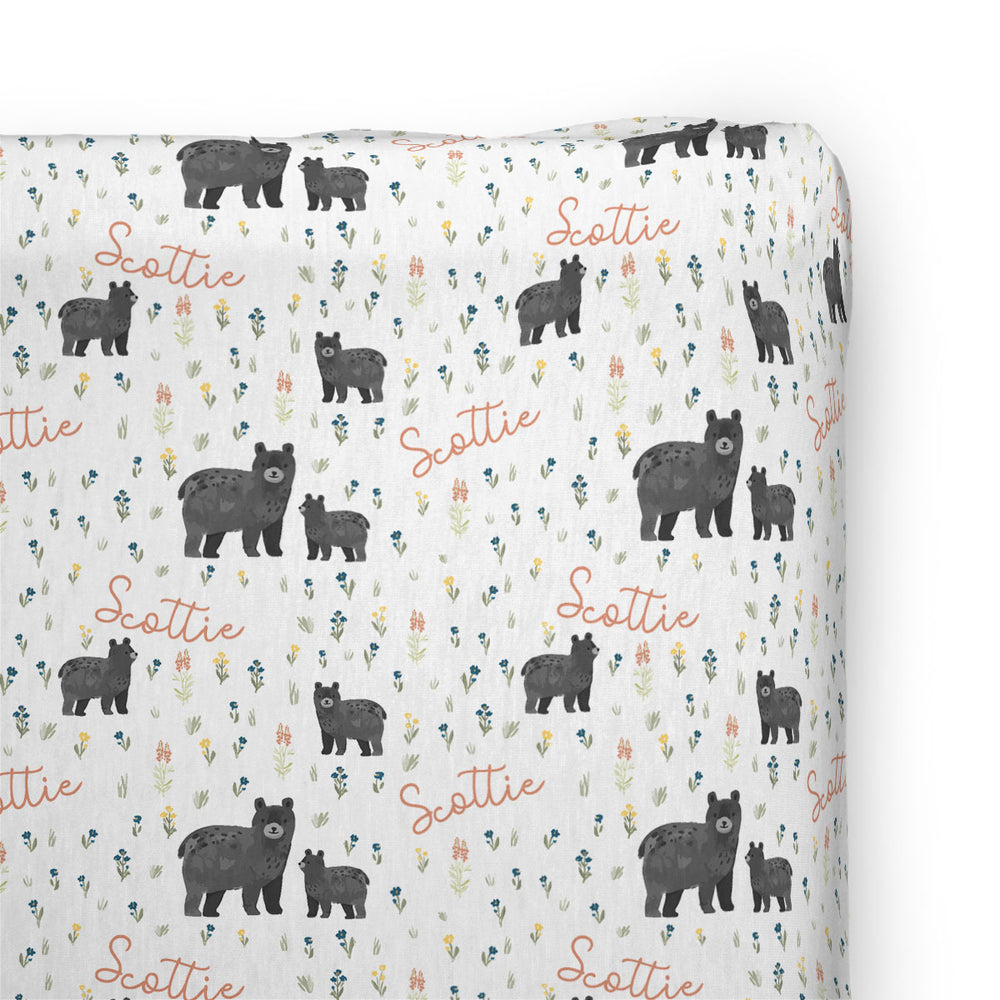 Personalized Changing Pad Cover | Baby Bear Meadow