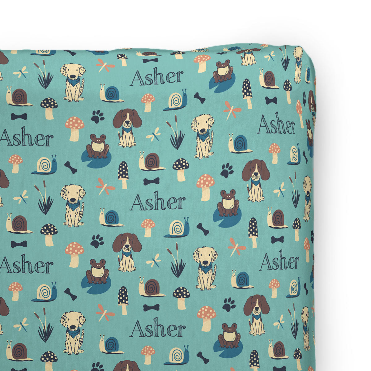 Personalized Changing Pad Cover | Frogs Snails & Puppy Dog Tails