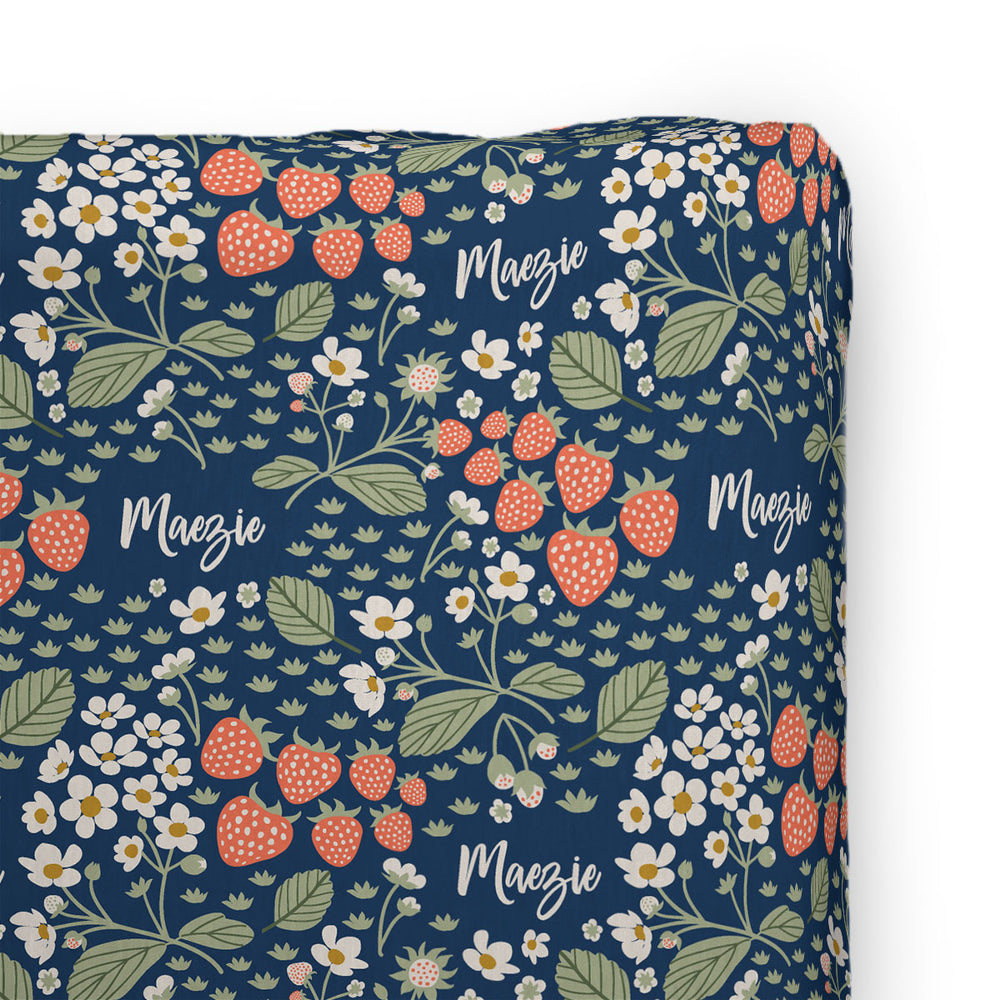 Personalized Changing Pad Cover | Strawberry Floral