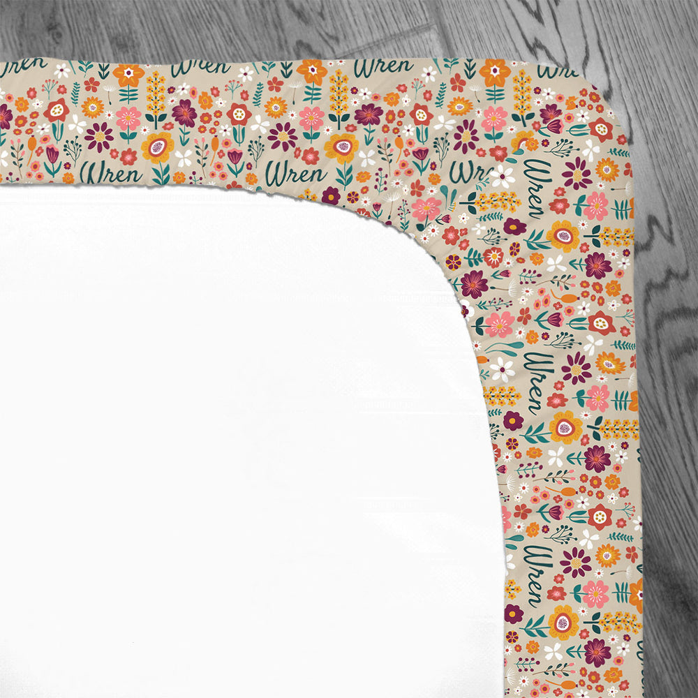 Personalized Crib Sheet | Folksy Floral