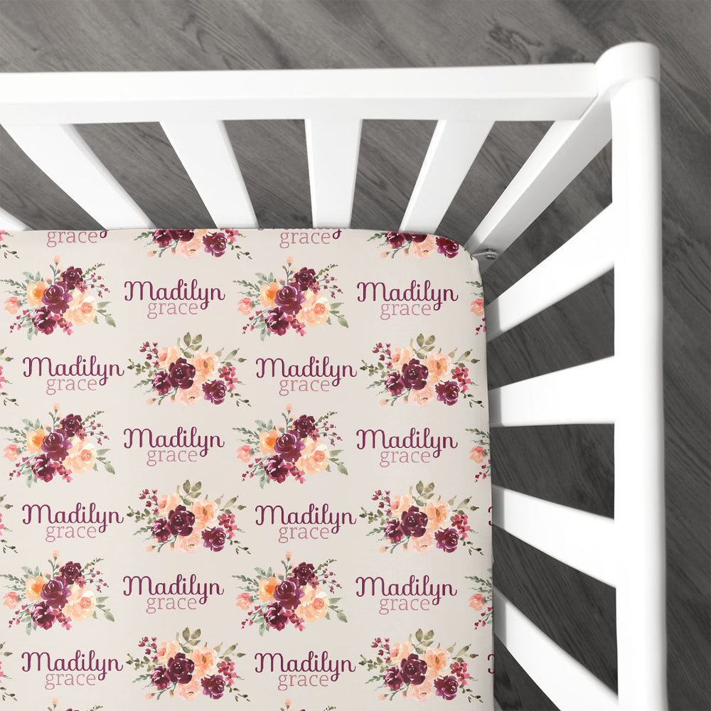 Personalized Crib Sheet | Harvest Floral