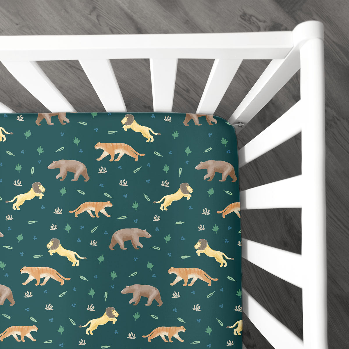 Personalized Stretchy Knit Crib Sheet |  Lions, Tigers & Bears