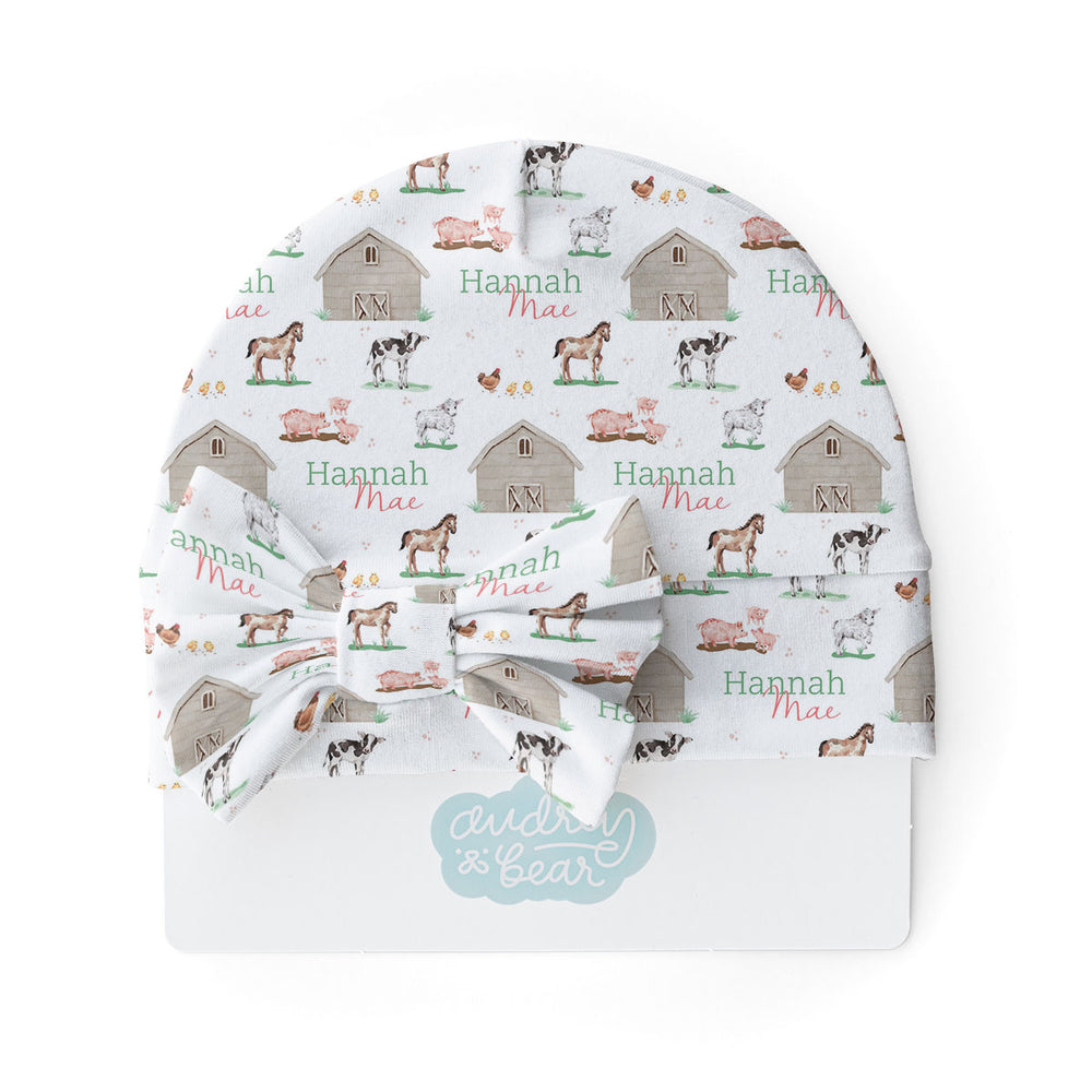 Personalized  Swaddle & Hat Set | Baby Animal Days