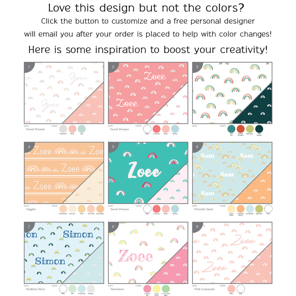 Personalized Crib Sheet | Pastel Rainbows