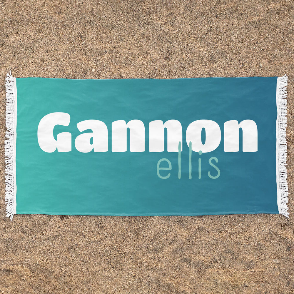 Personalized Rectangle Beach Towel | Blue Gradient