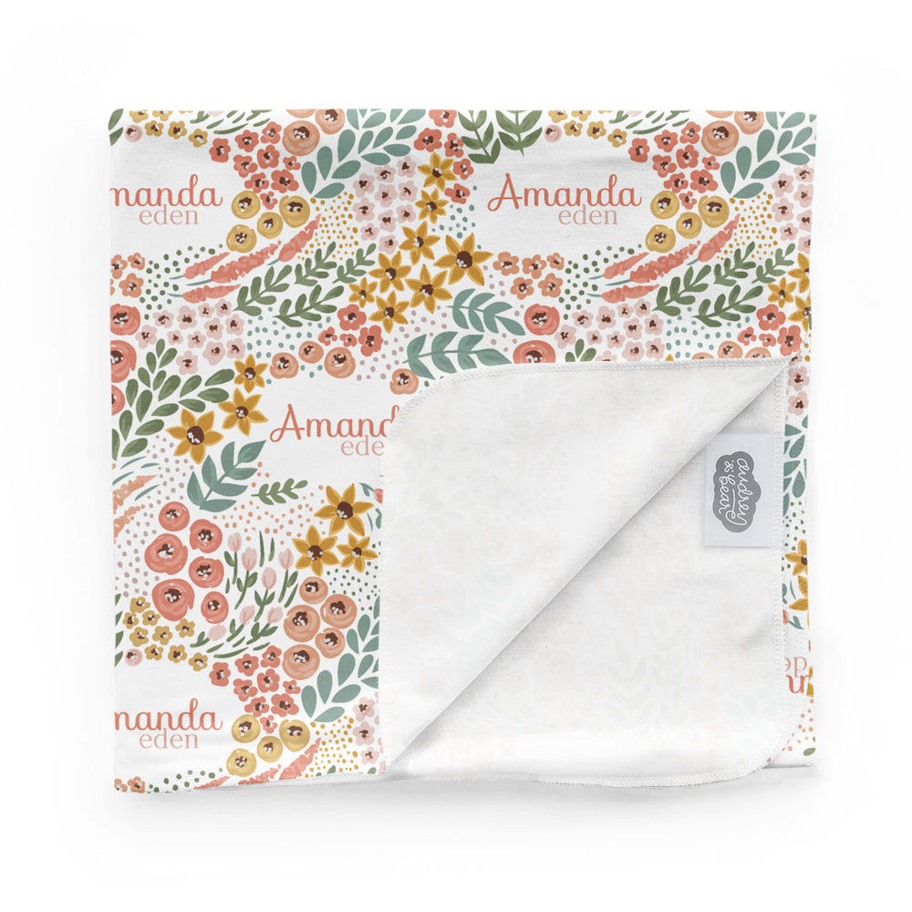 Personalized  Swaddle & Hat Set | Whimsy Floral