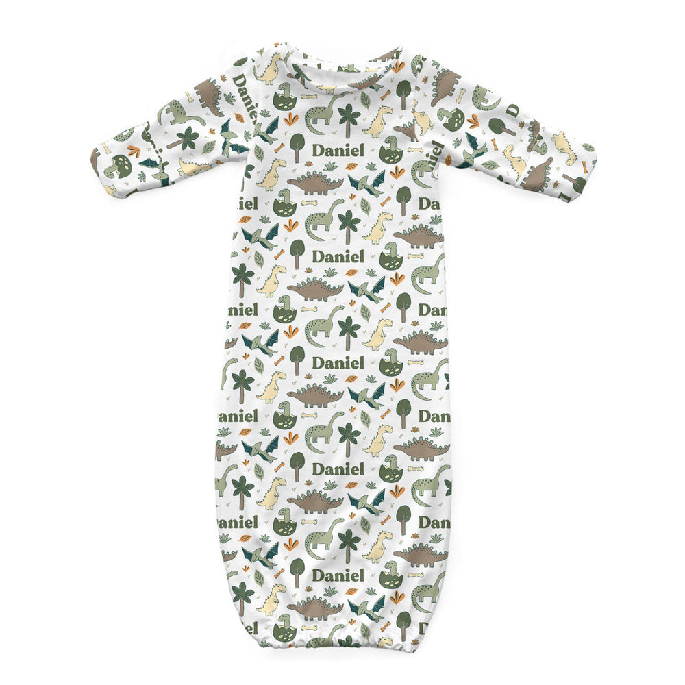 Personalized Newborn Gown | Dancing Dinos