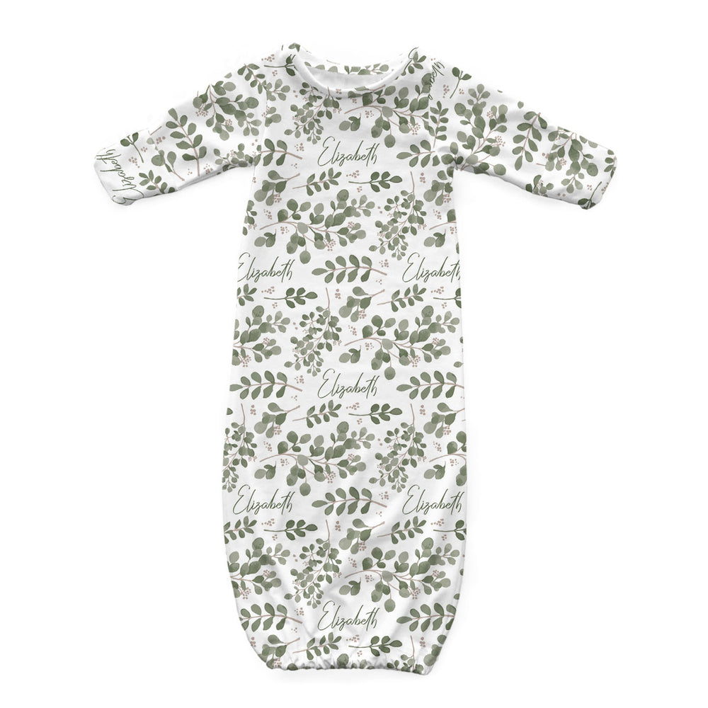 Personalized Newborn Gown | Farmhouse Greenery