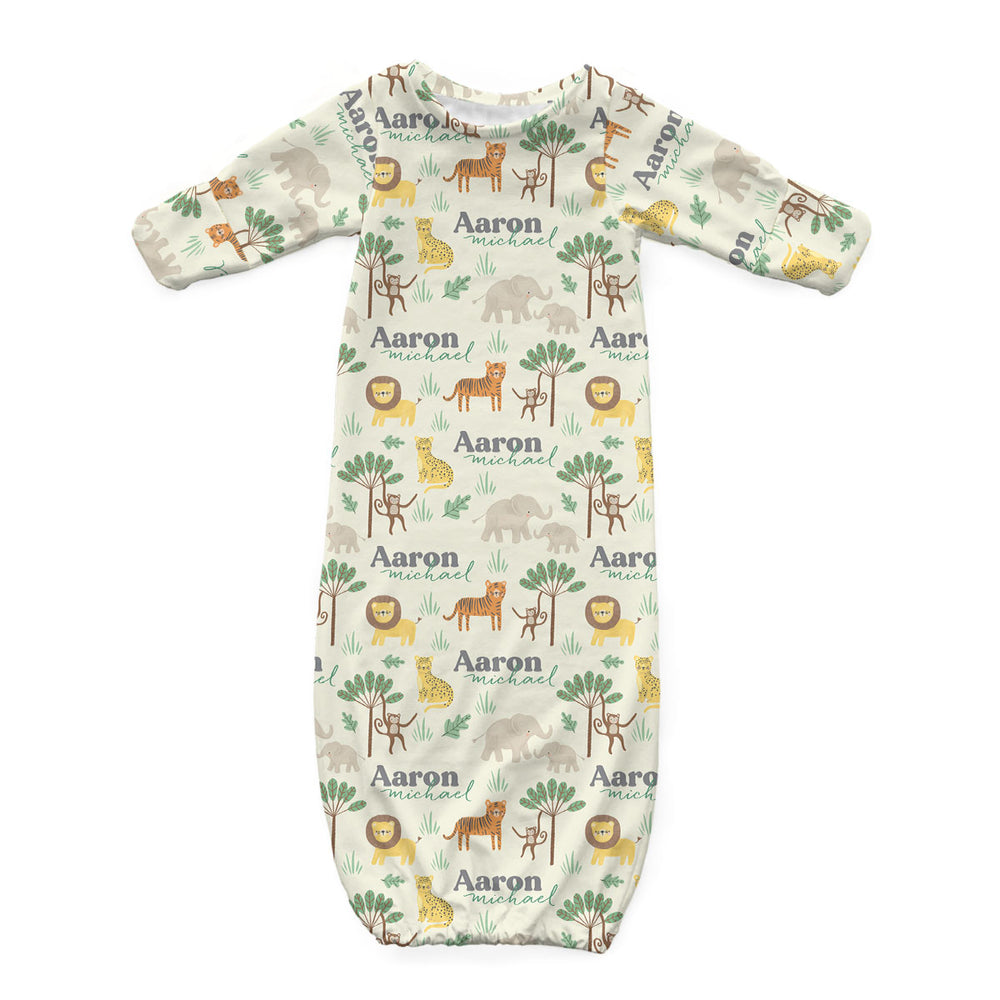 Personalized Newborn Gown | Jungle safari