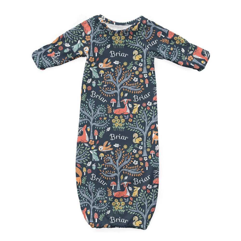Personalized Newborn Gown | Midnight Meadow