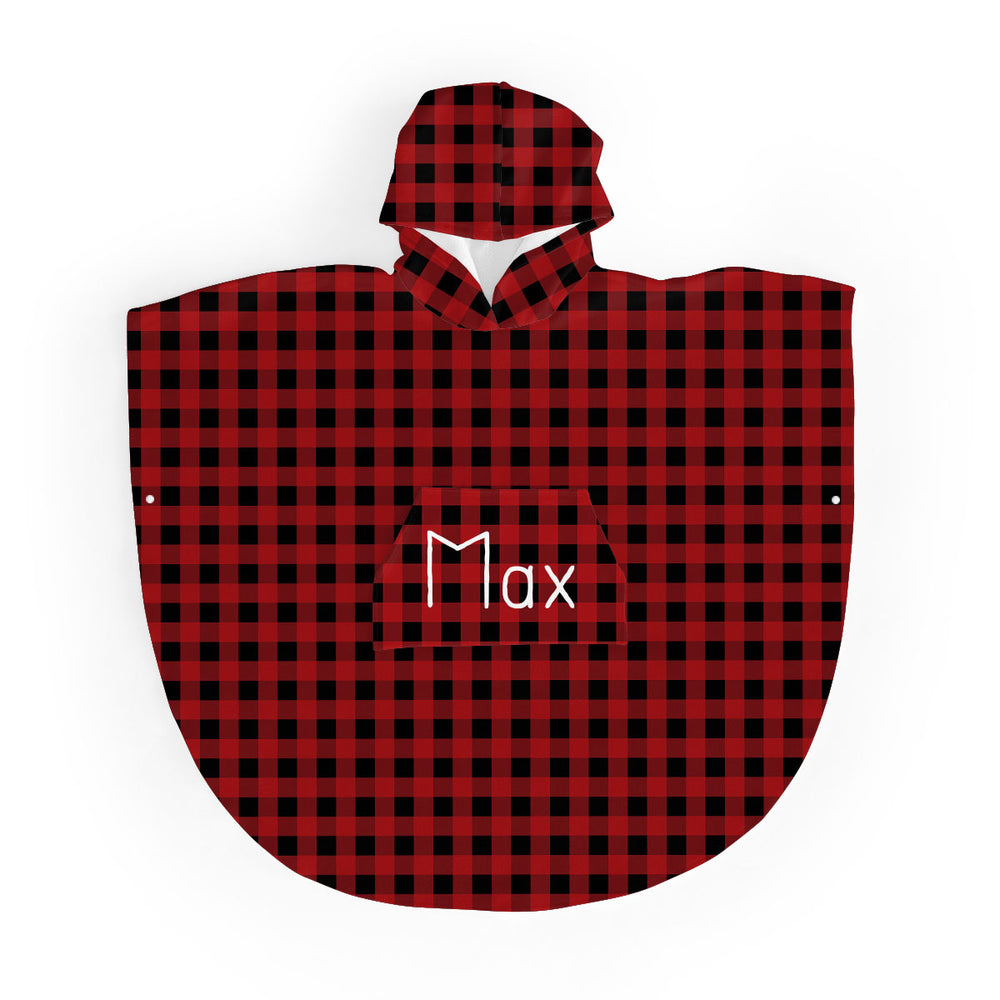 Personalized  Hooded Poncho Towel | Buffalo Check