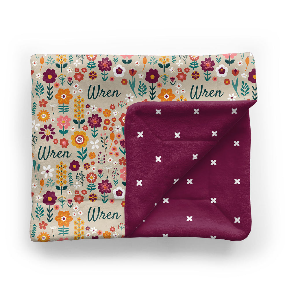 Personalized Minky Blanket | Folksy Floral