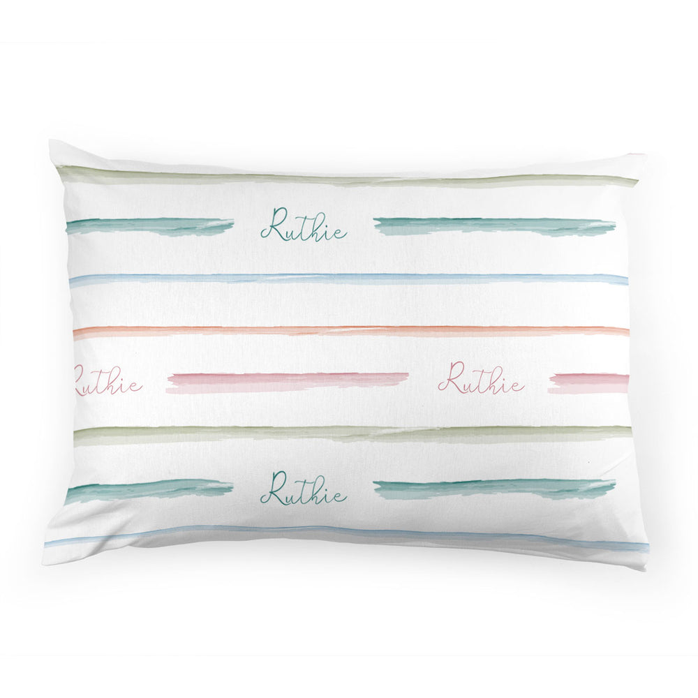 Personalized  Pillow Case | Rainbow Stripes