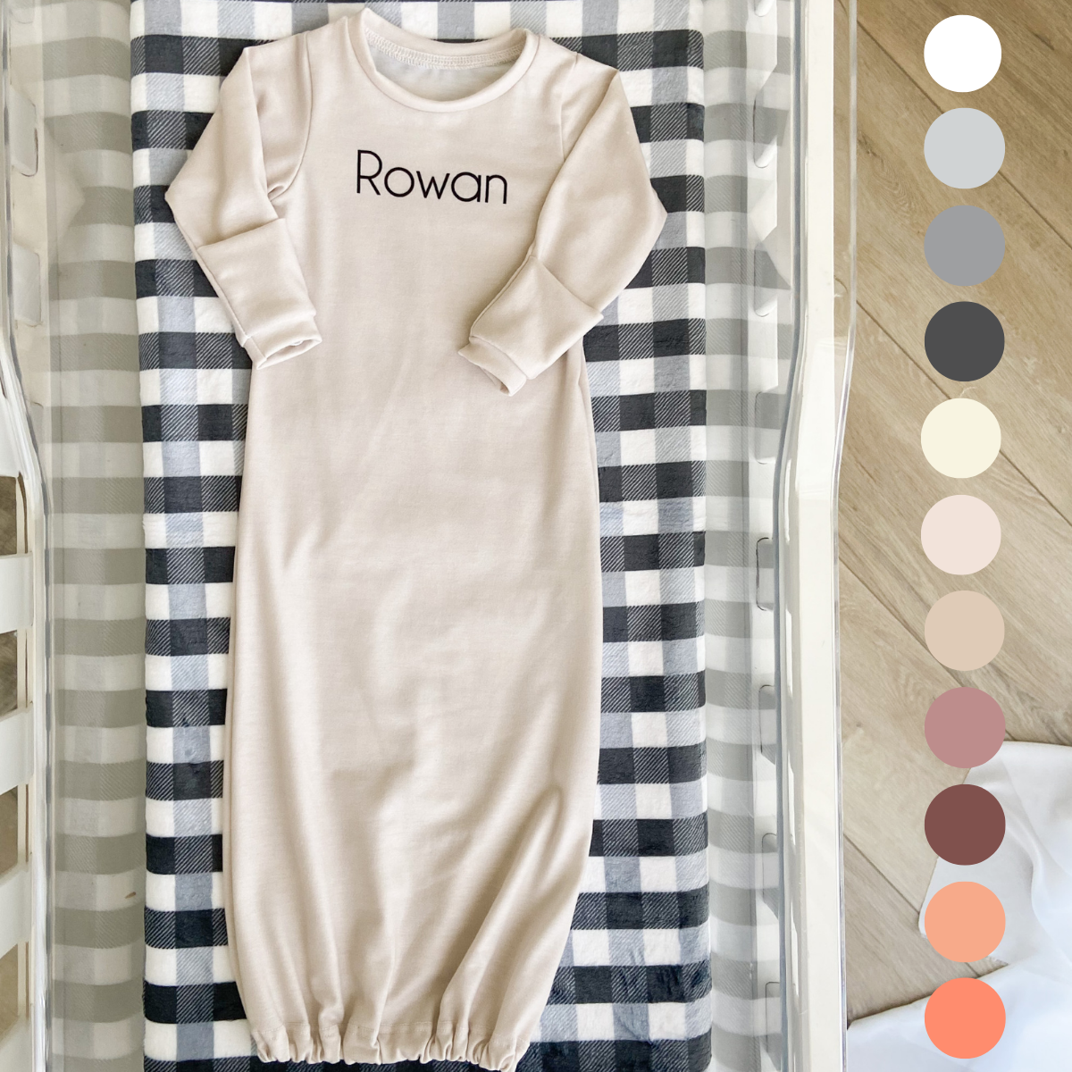 Personalized Newborn Gown | Neutrals