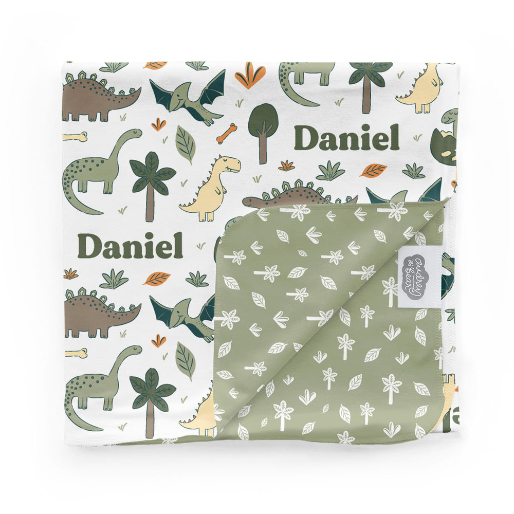 Personalized Swaddle Blanket | Dancing Dinos